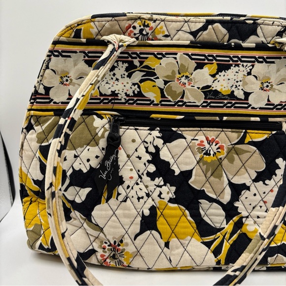 Vera Bradley Women Dogwood Clare Yellow/Black Quilted Medium Tote Bag/Purse EUC - Picture 2 of 15